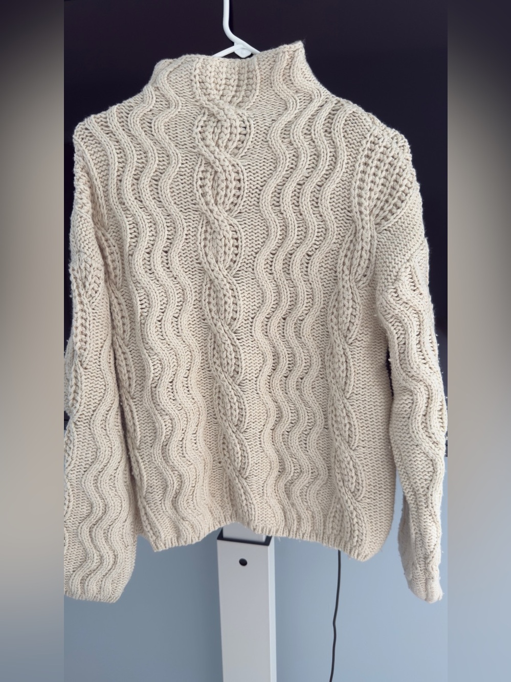 Zara Cream Cable Knit Turtleneck Sweater